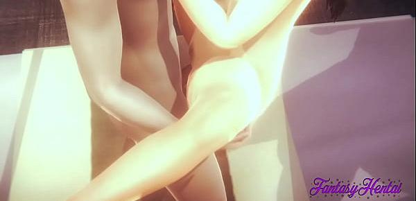  Final Fantasy VII Hentai 3D - Aerith handjob, blowjob and fucked with creampie - Anime Manga Game Japanese Porn